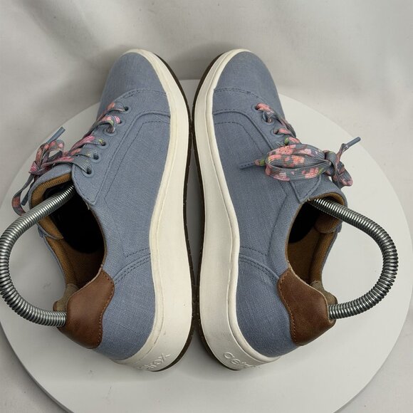 Aetrex Shoes Womens 7 Renee Arch Support Sneakers Blue Canvas Lace Up Low Top - Picture 4 of 8